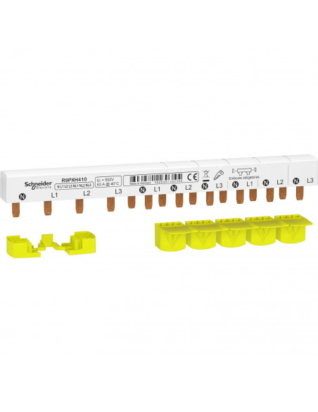 Resi9 XP peigne monobloc 3P+N 63A 10 modules cache dents SCHNEIDER R9PXH410