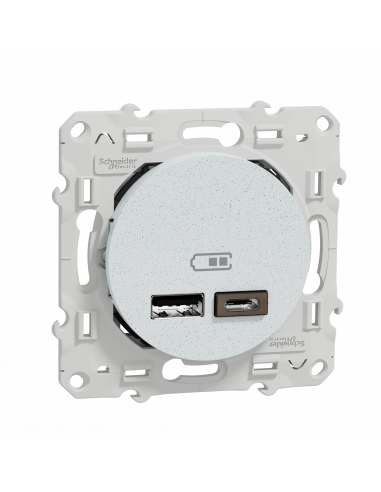 Odace prise USB double type A+C Blanc Recyclé 5 Vcc 2,4A SCHNEIDER S510401