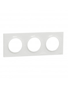 Plaque Blanc 3 postes horizontaux ou verticaux entraxe 71mm Odace Styl  SCHNEIDER S520706