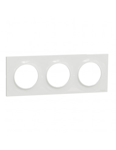 Plaque Blanc 3 postes horizontaux ou verticaux entraxe 71mm Odace Styl  SCHNEIDER S520706