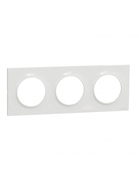 Plaque Blanc 3 postes horizontaux ou verticaux entraxe 71mm Odace Styl  SCHNEIDER S520706