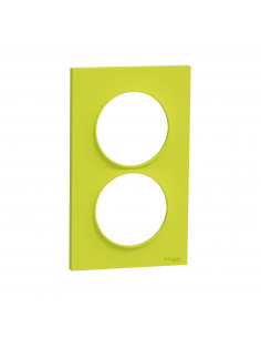 ODACE STYL PLAQUE VERT CHARTREUSE 2 POSTES HORIZ. OU VERTICAUX ENTRAXE 57MM SCHNEIDER S520714H