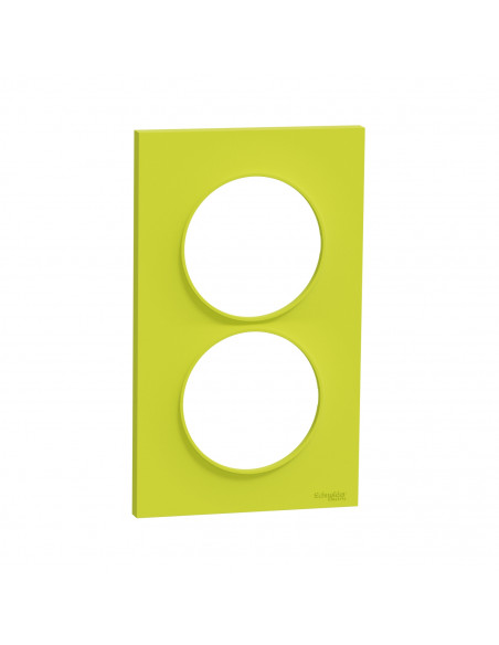 ODACE STYL PLAQUE VERT CHARTREUSE 2 POSTES HORIZ. OU VERTICAUX ENTRAXE 57MM SCHNEIDER S520714H