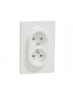 ODACE PRISE DE COURANT 2P+T DOUBLE BLANC A GRIFFES SPÉCIAL RENOVATION 1 POSTE SCHNEIDER S521089
