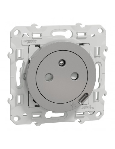 Odace Prise affleurante + usb C10.5W aluminium SCHNEIDER S530089
