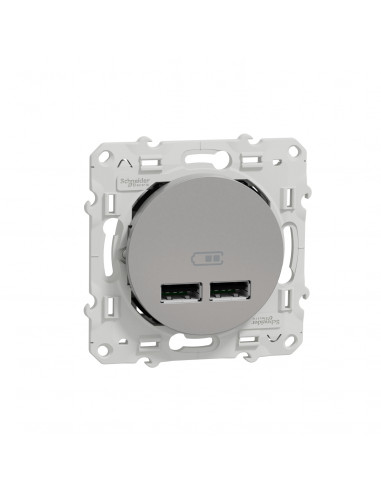 Odace double chargeur usb 2.1 A aluminium SCHNEIDER S530407