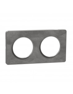 PLAQUE ARDOISE AVEC LISERÉ ALU 2 POSTES HORIZAL VERTICAL ENTRAXE 71 MM SHNEIDER S530804V
