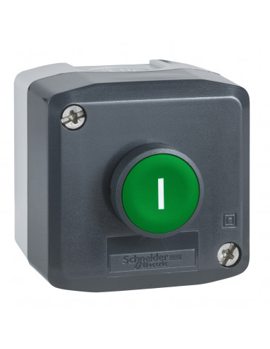 Harmony XAL boite 1 bouton poussoir affleurant vert diam. 22 marquage 'I' 1F SCHNEIDER XALD102