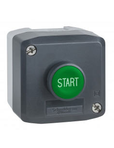 Harmony boite 1 bouton poussoir vert affleurant diam. 22 1F Start SCHNEIDER XALD103
