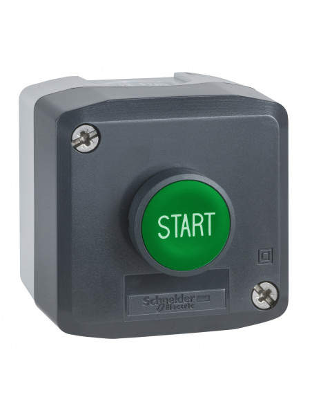 Harmony boite 1 bouton poussoir vert affleurant diam. 22 1F Start SCHNEIDER XALD103