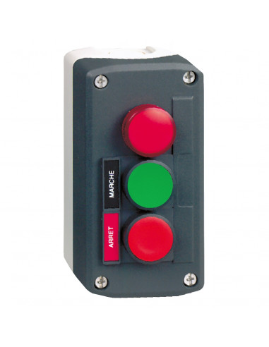 Harmony boite 3 boutons poussoirs diam. 22 vert /rouge/voyant rouge SCHNEIDER XALD361M