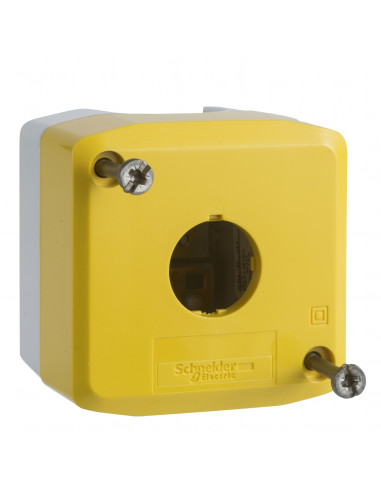 Harmony boite 1 trou couvercle jaune fond gris clair UL/CSA SCHNEIDER XALK01H7
