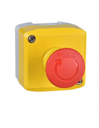Harmony boite arrêt d'urgence jaune bouton rouge rotation 1NC SCHNEIDER XALK1781