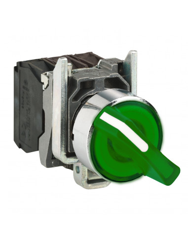 Harmony XB4 bouton à manette lumin diam. 22 2 pos fix vert 1O+1F 120V SCHNEIDER XB4BK123G5