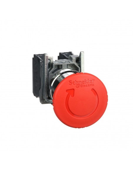 Harmony XB4 bouton arrêt urgence diam. 40 pousser tourner rouge 1O+1F vis SCHNEIDER XB4BS8445