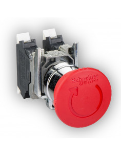 Harmony XB4 bouton arrêt urgence diam. 40 pousser tourner rouge 1O+1F res SCHNEIDER XB4BS84455