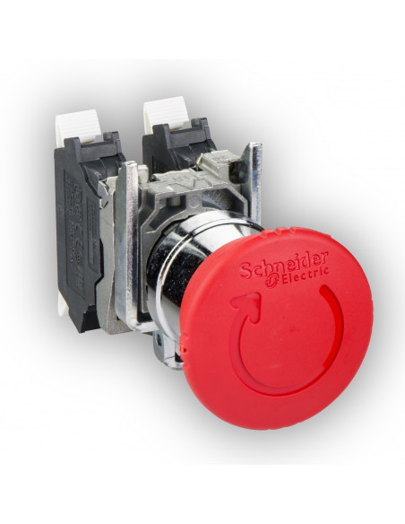 Harmony XB4 bouton arrêt urgence diam. 40 pousser tourner rouge 1O+1F res SCHNEIDER XB4BS84455