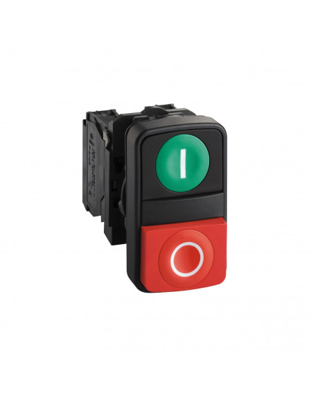 Harmony bt-pous diam. 22 double touche ressort de rappel vert + rouge IP66 IP69 K SCHNEIDER XB5AL73415