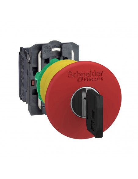 Harmony XB5 bouton arrêt urgence diam. 40 à clé 455E rouge 1O vis SCHNEIDER XB5AS9444S40