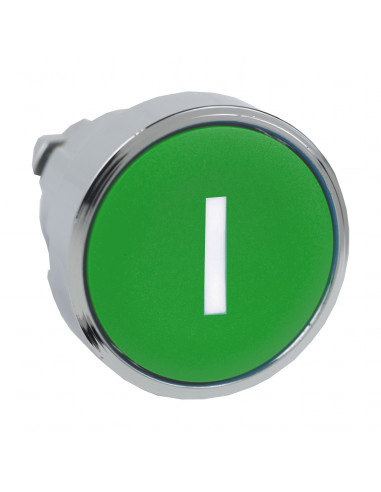 Harmony XB4 tête bouton poussoir affleurant diam. 22 vert texte 'I' SCHNEIDER ZB4BA331
