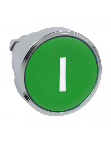 Harmony XB4 tête bouton poussoir affleurant diam. 22 vert texte 'I' SCHNEIDER ZB4BA331