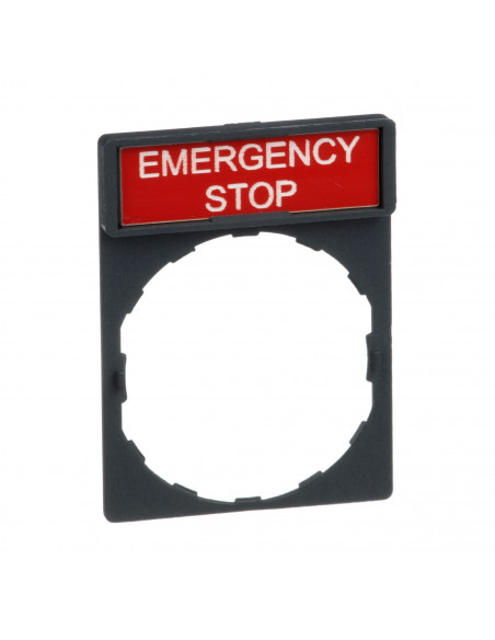 Harmony porte étiquette 30 x 40 mm standard diam. 22 avec étiquette EMERGENCY STOP SCHNEIDER ZBY2330