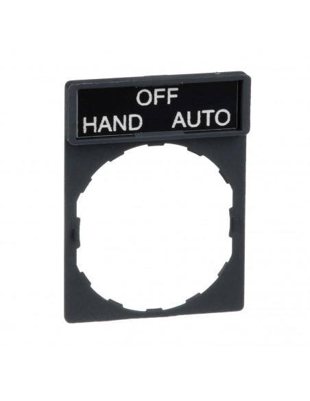 Harmony porte étiquette 30 x 40 mm standard diam. 22 avec étiquette HAND-OFF-AUTO SCHNEIDER ZBY2387