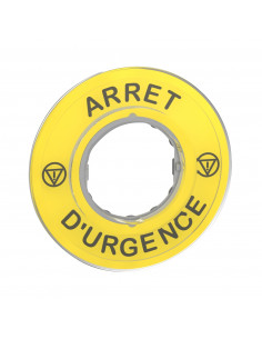 Harmony étiquette circulaire jaune 3D diam. 60 Arrêt Urgence SCHNEIDER ZBY9120