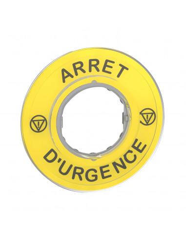 Harmony étiquette circulaire jaune 3D diam. 60 Arrêt Urgence SCHNEIDER ZBY9120