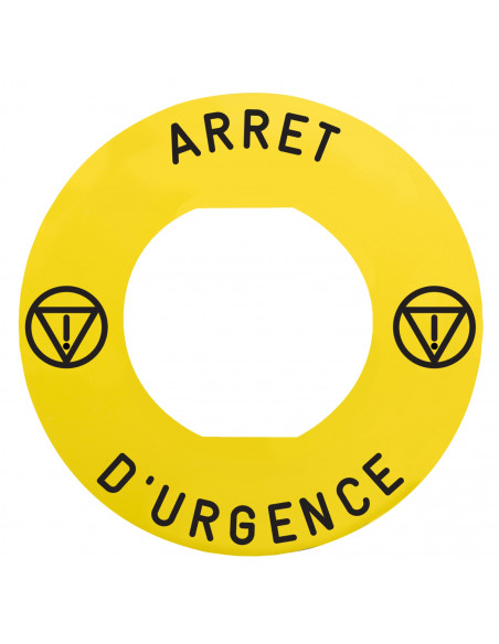 Harmony étiq plate jaune logo EN 'ARRET D'URGENCE' diam. 60 pr ZBZ1605 SCHNEIDER ZBY9130M