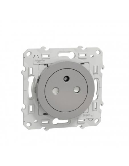 Odace prise de courant 2P+T affleurante Alu connexion rapide SCHNEIDER S530052