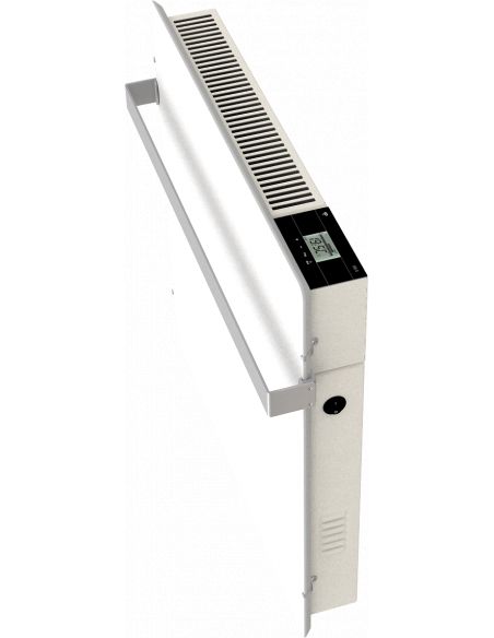 Radiateur à inertie WIFI 800W CARRE 50X50CM BLANC QUARTZ + BARRE INOXYDABLE 51CM VALDEROMA BZ08BSW