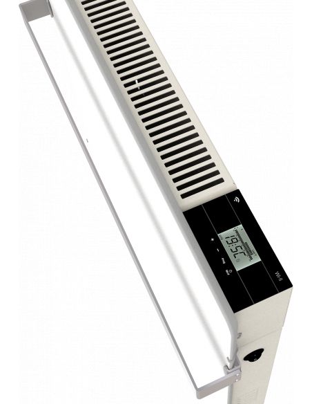 Radiateur à inertie WIFI 800W CARRE 50X50CM BLANC QUARTZ + BARRE INOXYDABLE 51CM VALDEROMA BZ08BSW