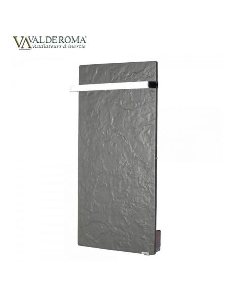 Radiateur à inertie WIFI 800W VERTICAL 50X100CM NATURA NOIR + BARRE INOXYDABLE 51CM VALDEROMA NN08BLW
