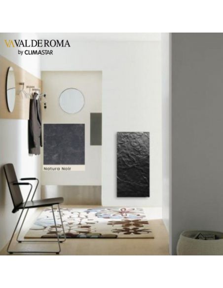 Radiateur à inertie WIFI 800W VERTICAL 50X100CM NATURA NOIR + BARRE INOXYDABLE 51CM VALDEROMA NN08BLW
