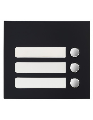 Façade 3 BP finition noire satinée pour module d'appel GTSW GF3PB AIPHONE 200433
