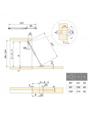 Piston diamètre 12 Thin avec fixations pour porte abattant EMUCA 1261424