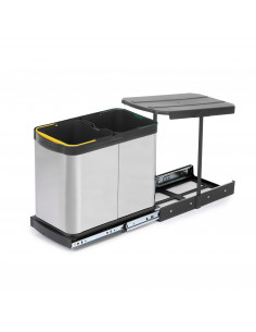 Poubelle de recyclage Recycle Inox pour cuisine 2 x 12 L fixation au sol et extraction manuelle EMUCA 8131765