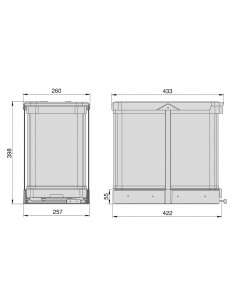 Poubelle de recyclage Recycle Inox pour cuisine 2 x 12 L fixation au sol et extraction manuelle EMUCA 8131765 2