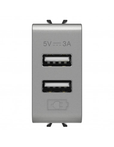 CHARGEUR DOUBLE USB A+A 5V 3A 1M TIT. GEWISS GW14447