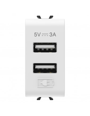 DUAL USB CHAR.A+A 5V 3A 1M BLA.SAT. GEWISS GW15447