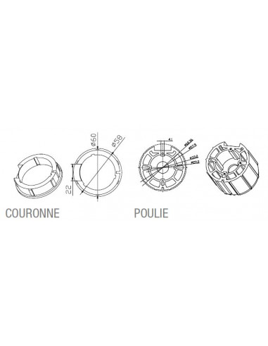 Adaptateur ogive deprat 62x0,6mm obturateur CAME 001YK5115S