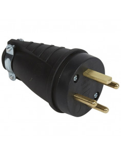 Fiche caoutchouc 3P+T 20A à sortie droite avec anneau de suspension LEGRAND 055070