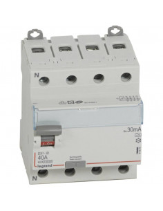Interrupteur différentiel DX³-ID arrivée haute et départ bas à vis 4 Pôles 400V 40A type A 30mA 4 modules LEGRAND 411675 2