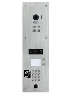 Platine vidéo inox encastrée 2BP clavier a codes percage vigik obturateur et boucle magnétique AIPHONE JP2LKVBMA 130353
