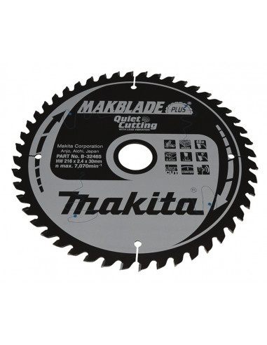 Lame de scie circulaire Makblade+ T.C.T 216 x 30 mm 48 dents pour le Bois MAKITA B-32465