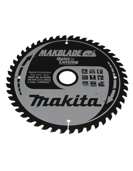 Lame de scie circulaire Makblade+ T.C.T 216 x 30 mm 48 dents pour le Bois MAKITA B-32465