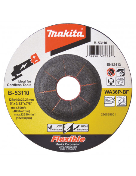 MEULE A EBARBER METAL FLE+BATT 125X4X22,23MM WA36P MAKITA B-53110
