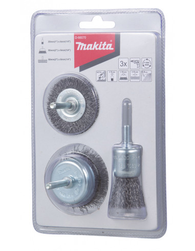SET 3 BROSSES PERCEUSES MAKITA D-66070
