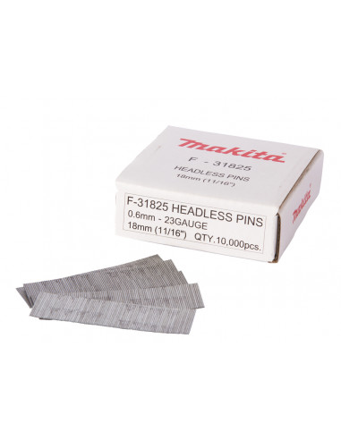 10000 clous Finettes 23 Ga 18 mm pour cloueurs pneumatiques et à batterie  MAKITA F-31825